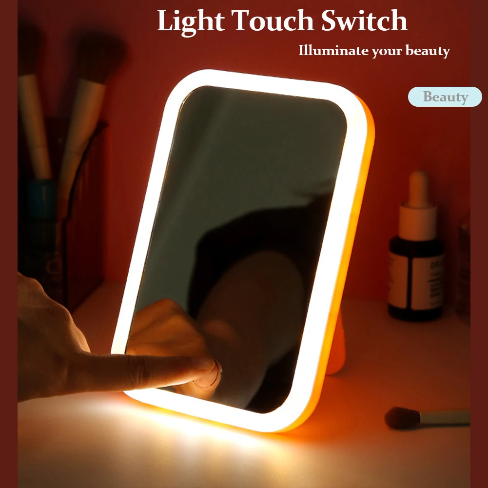 

LED Makeup Mirrors Folding Dressing Portable Touch Screen High Definition Vanity Mirrors 3 Colors Light Modes Cosmetic Mirrors