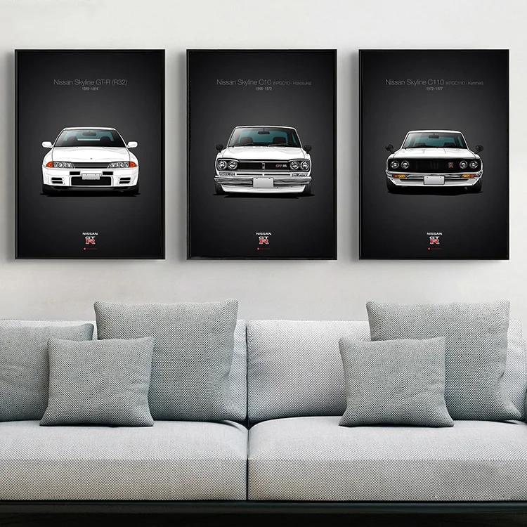 Nissan Skyline GTR R30-34 Modern World Famous Car Canvas Painting Wall Art Picture for Living Room Home Decoration Poster Cuadro