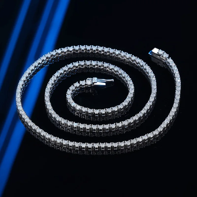 2 مللي متر D اللون مويسانيتي ضياء امرأة قلادة الفضة قلادة للنساء سلاسل حفلة الزفاف غرامة مجوهرات 925 الاسترليني قلادة فضية