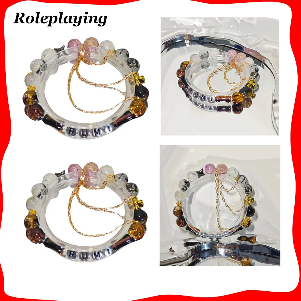 

Rumi Cosplay Glass Bracelet Kpop Demon Hunter Disguise Costume Accessories for Adult Women Girls Roleplay Props Halloween Party