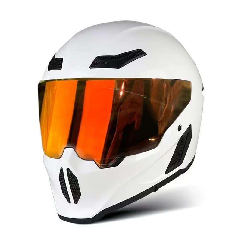 Retro Motorcycle Helmet,Men's Cruise Motorcycle Riding Retro Full Helmet Women's All-Season Street Bike Motorcycle Travel Safety