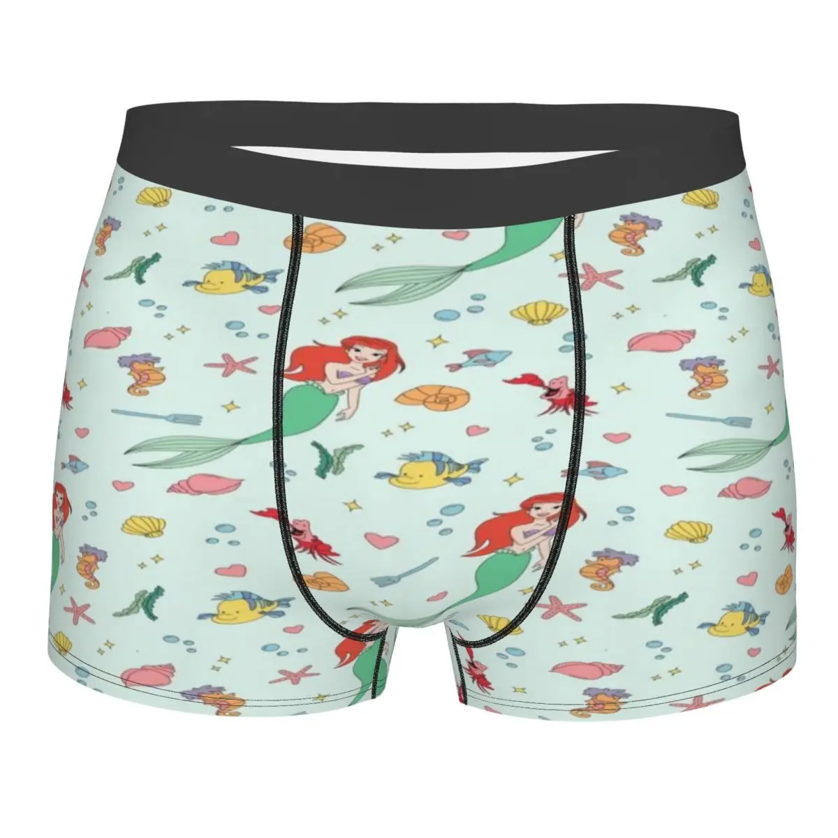 

Custom Male Fashion The Little Mermaid Cartoon Underwear Boxer Briefs Stretch Shorts Panties Underpants