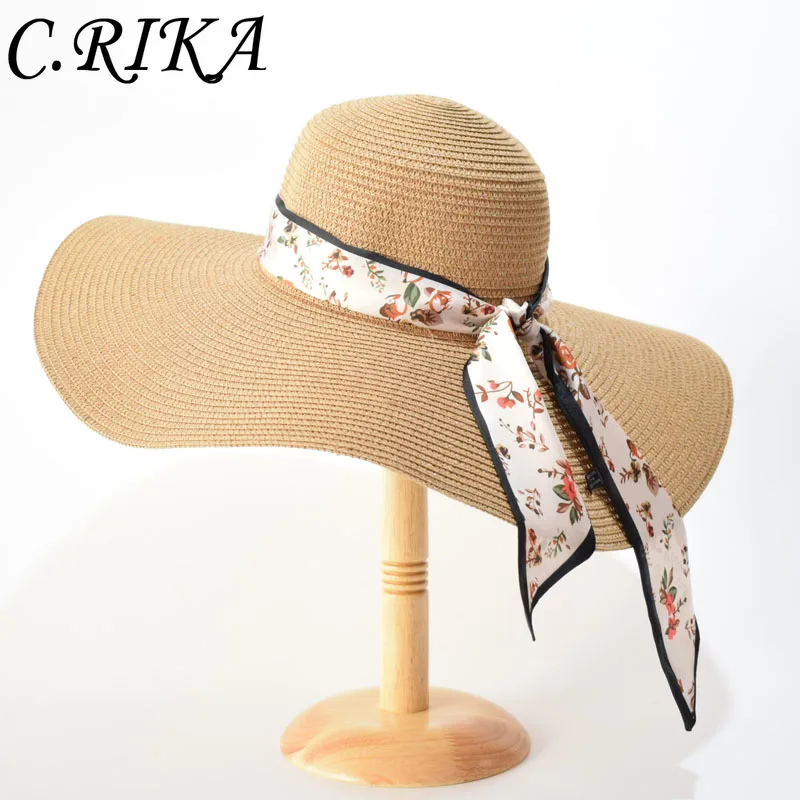 2024 New Wide Brim Sun Hats Womem Trendy Uv 50+ Travel Foldable Beach Hats Black Floppy Sun Protection Straw Hats