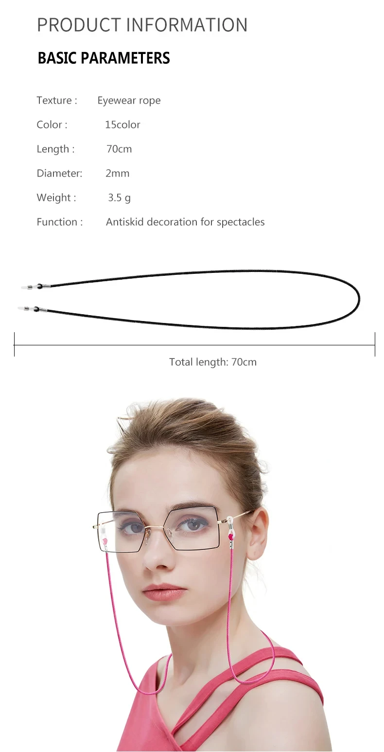1 Stück Sonnenbrille Lanyard Strap Baumwolle Halskette Brillenschnüre Lesebrille Brillenzubehör für Damen und Herren 15 Farben – Detail 3
