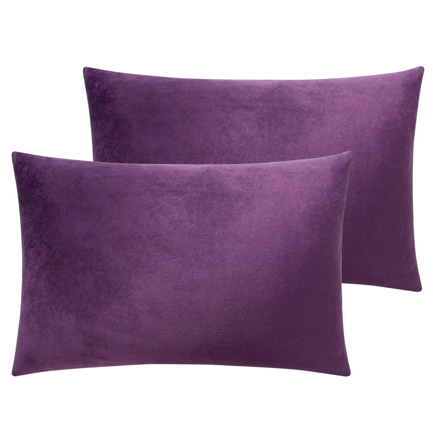 Ntbay 2 Pack Velvet Pillowcases, Soft and Warm Travel Pillow Covers with Hidden Zipper Closure