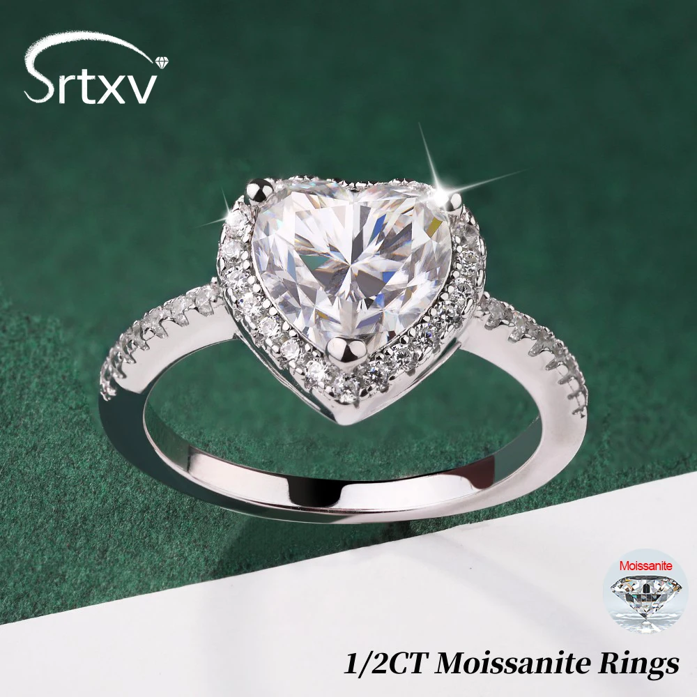 

Кольцо с муассанитом в форме сердца для женщин, сверкающее свадебное кольцо Eternity для невесты, ювелирные изделия из 100% стерлингового серебра S925, классическое кольцо