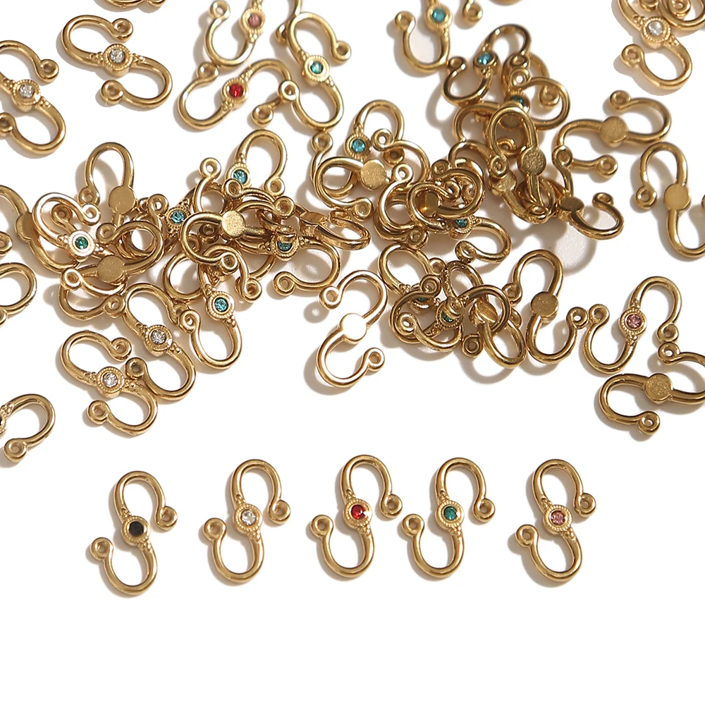 6 قطعة 18K مطلية بالذهب S على شكل مجوهرات المشابك الفولاذ المقاوم للصدأ السنانير موصلات ل عقد دي اي واي سوار صنع لوازم بالجملة #2