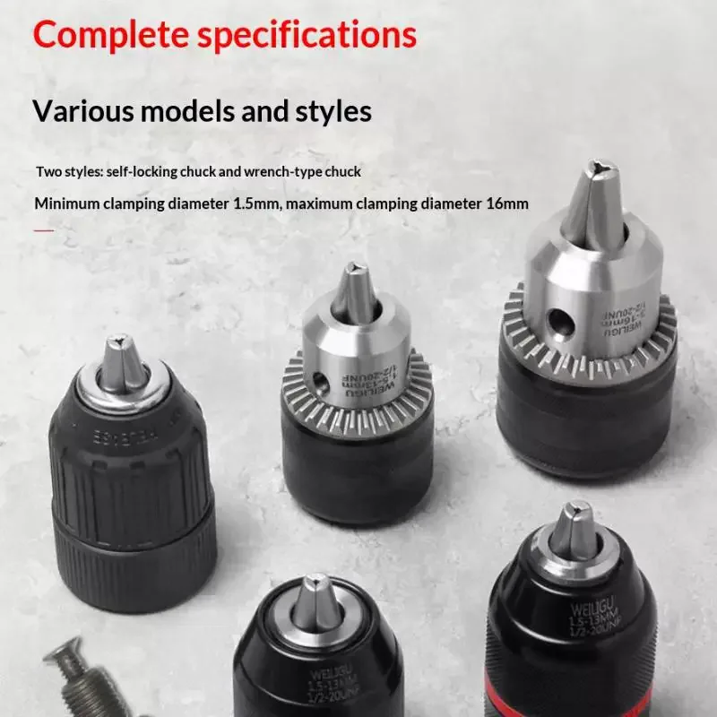 

1 Set 2-13MM/1.5-10MM Quick Change 1/4" Hex Shank/SDS /1/2" Square Socket Adapter 1/2"-20UNF Drill Chuck Wrench Conversion Tools