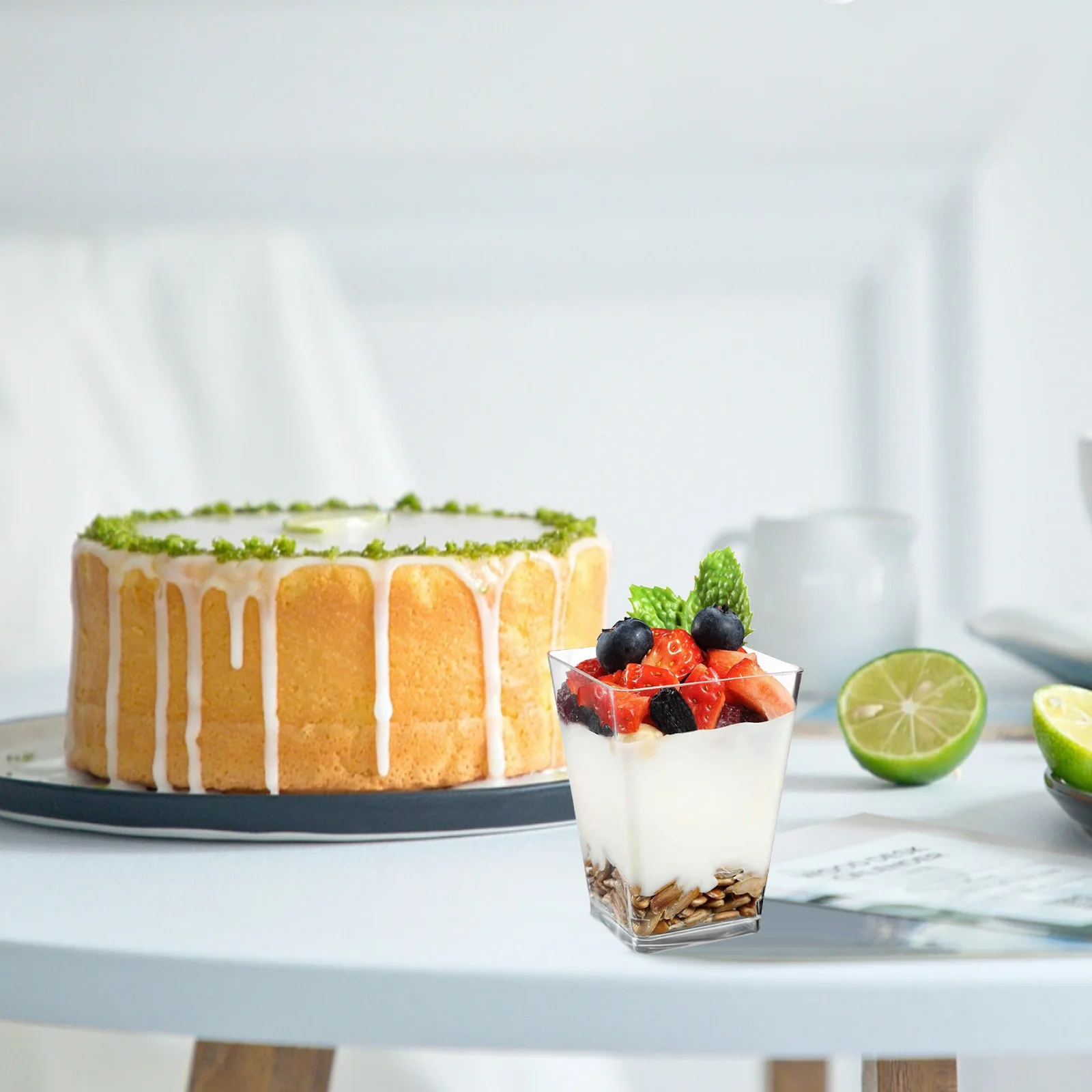 

50Pcs Dessert Cups Clear Delicate Portable Multi-Function Transparent Mousse Pudding Party Cake Holders Pudding Cups