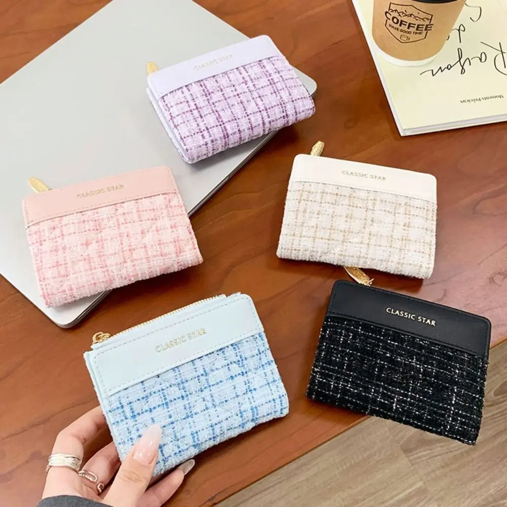 

Retro Fashion Mini Short Wallet PU Leather Large Capacity Coin Purse Solid Color Card Holders Girl