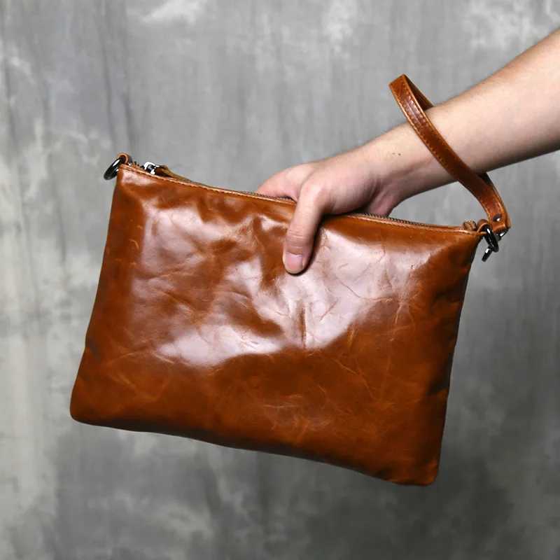 حقيبة كروس كلاسيكية من الجلد المشمع والحبوب العلوية 2025 تصميم جديد بسيط للجنسين محفظة بمقبض ذات سعة كبيرة #5