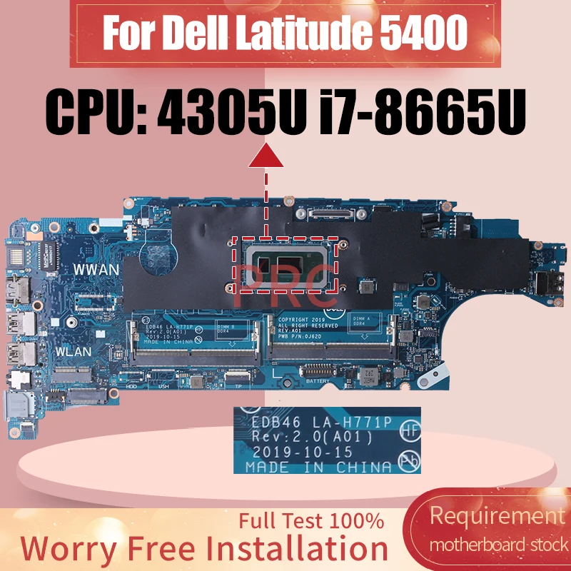 

EDB46 LA-H771P для DELL Latitude 5400 материнская плата для ноутбука 4305U i5-8265U 059NR0 00MDPF 0CXM8 3 i7-8665U