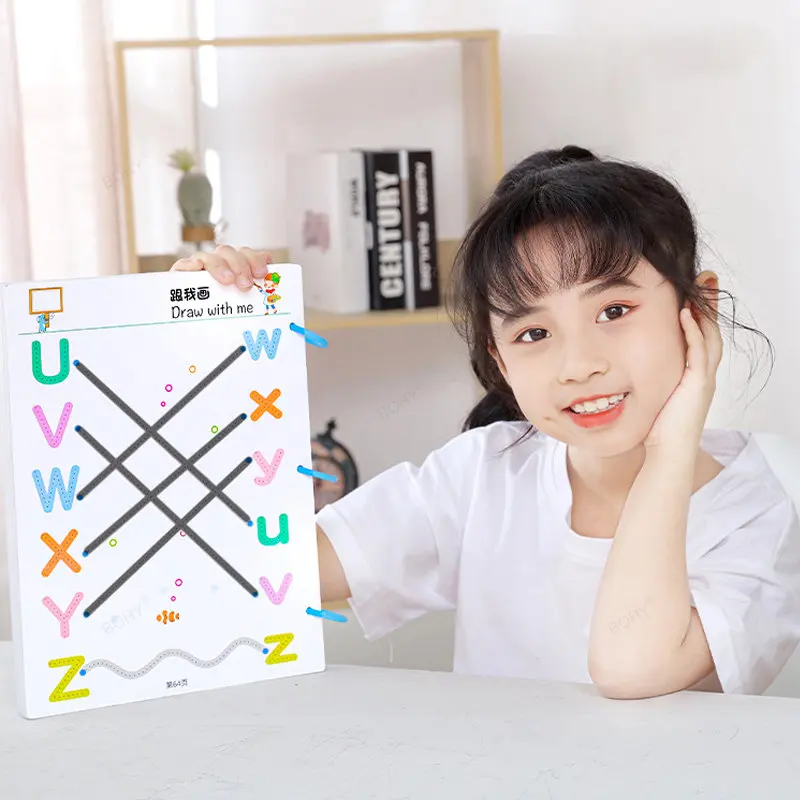 Practice Copybook for Kids Magical Tracing Workbook Set Reusable Magic with Drawing Pens and Eraser Learning To Write Alphabet