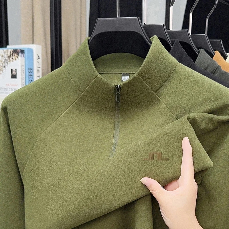 Hochwertiger Herren-Hoodie für den Herbst mit halbem Reißverschluss, aus deutschem Samtmaterial, bedrucktes Langarm-Oberteil, vielseitige Freizeitkleidung für Männer. – Detail 11
