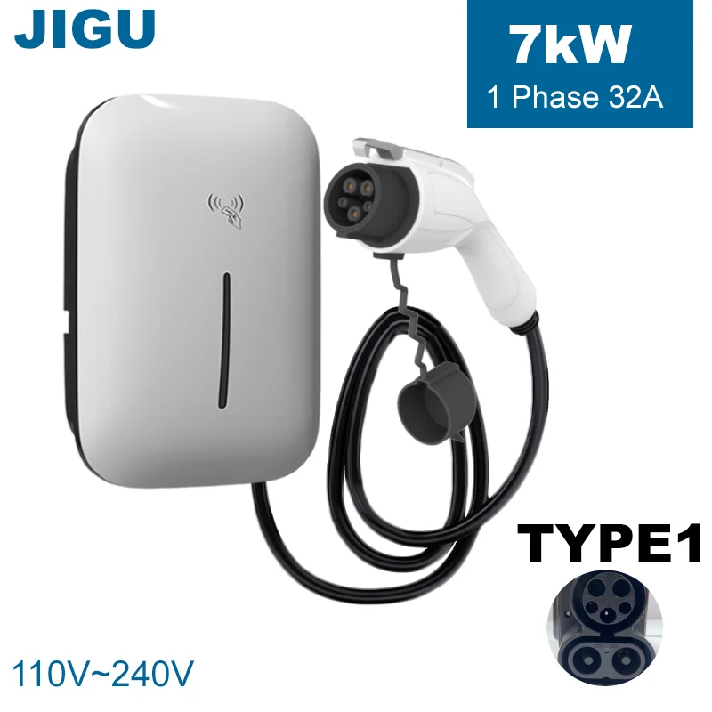 

JIGU 1 фаза TYPE1 7 кВт 32A EV Wallbox зарядная станция электромобильное зарядное устройство с управлением через приложение WIFI/Bluetooth