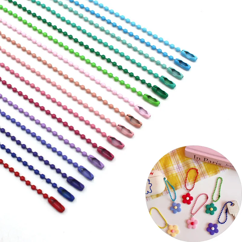 20pcs Colorful Ball Bead Chains Fits Key Chain/Dolls/Label Hand Tag Connector For DIY Bracelet Jewelry Making Accessorise 12CM