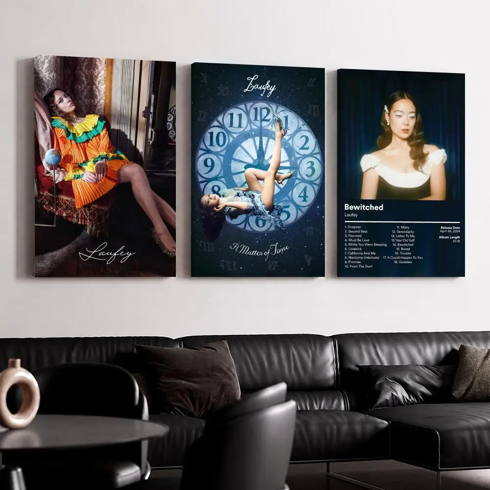 Singer Album L-Laufey Framed Wall Painting Canvas Poster Ready to Hang Wall Art for Bedroom Living Room Home Decor Gift