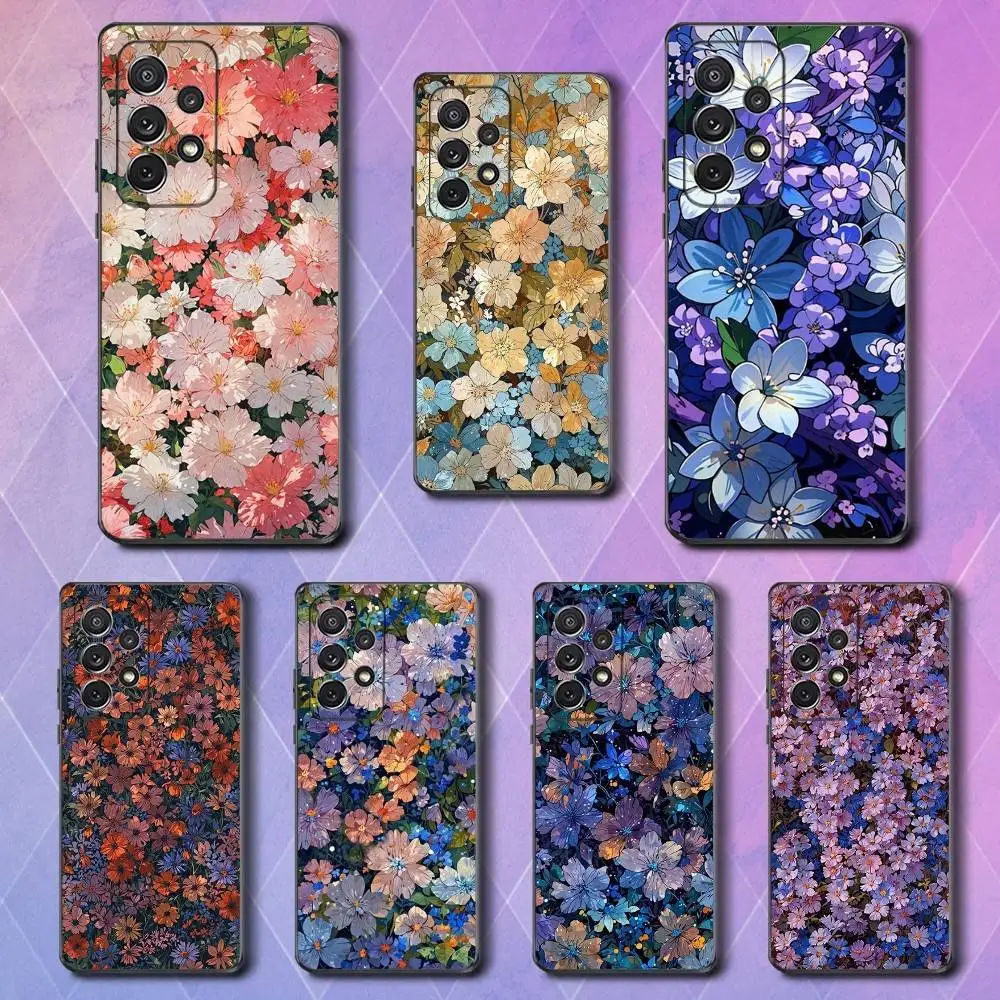 

Painting Artistic Flower Case For Samsung S21,S20,S10,Plus,S9,S22,S25,Ultra,S24,S23,FE,Lite,Soft Silicone Black