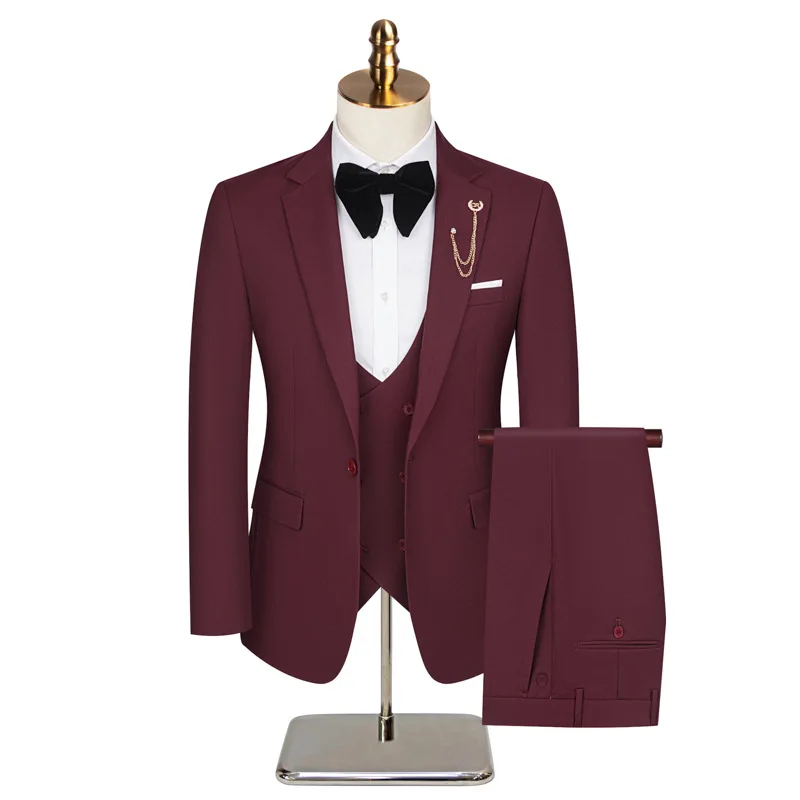 

2025 New Men's Summer Thin (suit + Vest+ Trousers) One Button Fashion Handsome Business Suit Suit Dress Three-piece Set