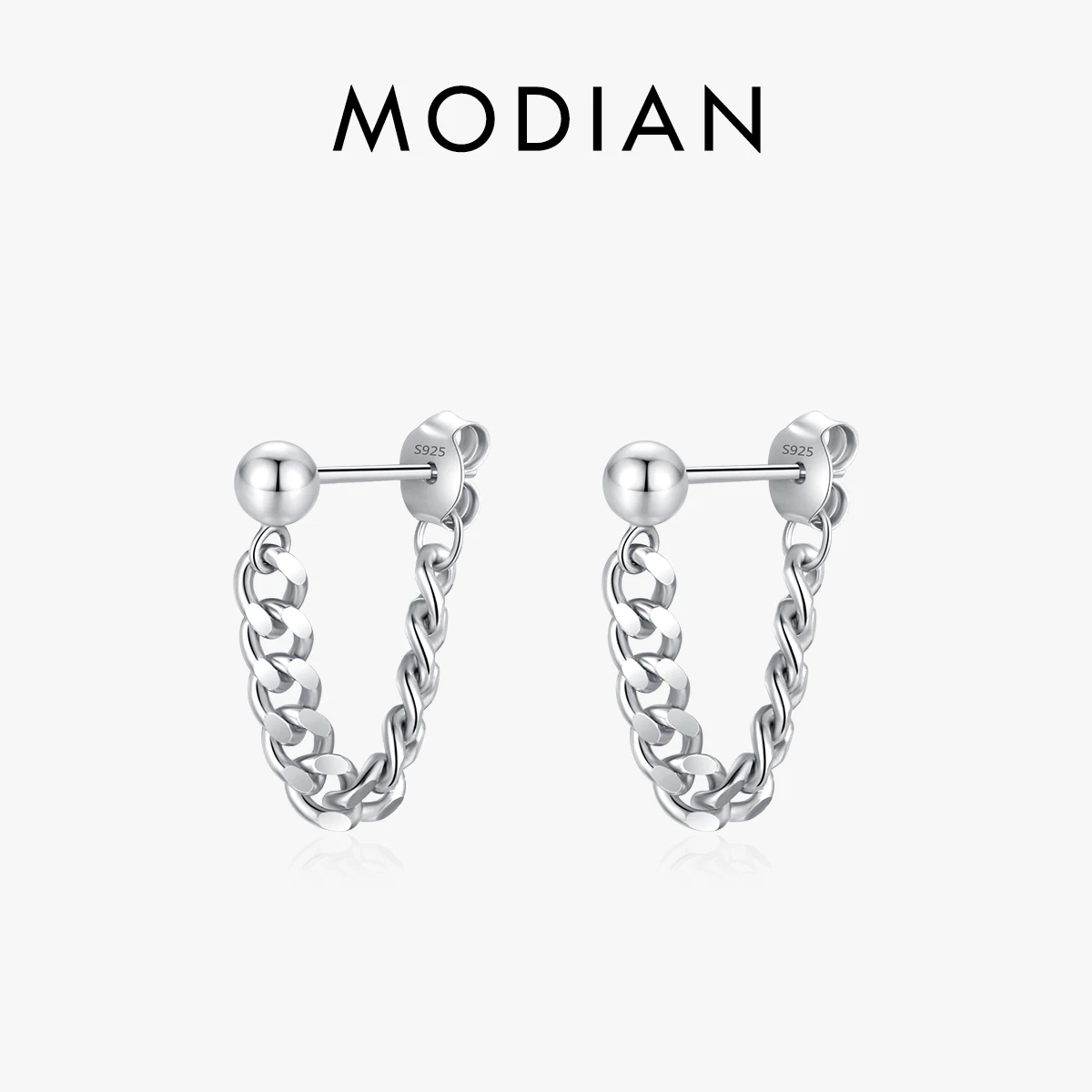 

MODIAN 925 Sterling Silver Trendy Chains High Quality Shining Stud Earrings For Women Girls Platinum Plated Fine Jewelry Gifts