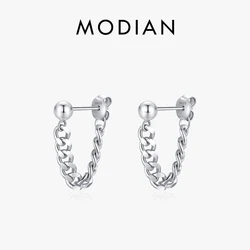 MODIAN 925 Sterling Silver Trendy Chains High Quality Shining Stud Earrings For Women Girls Platinum Plated Fine Jewelry Gifts