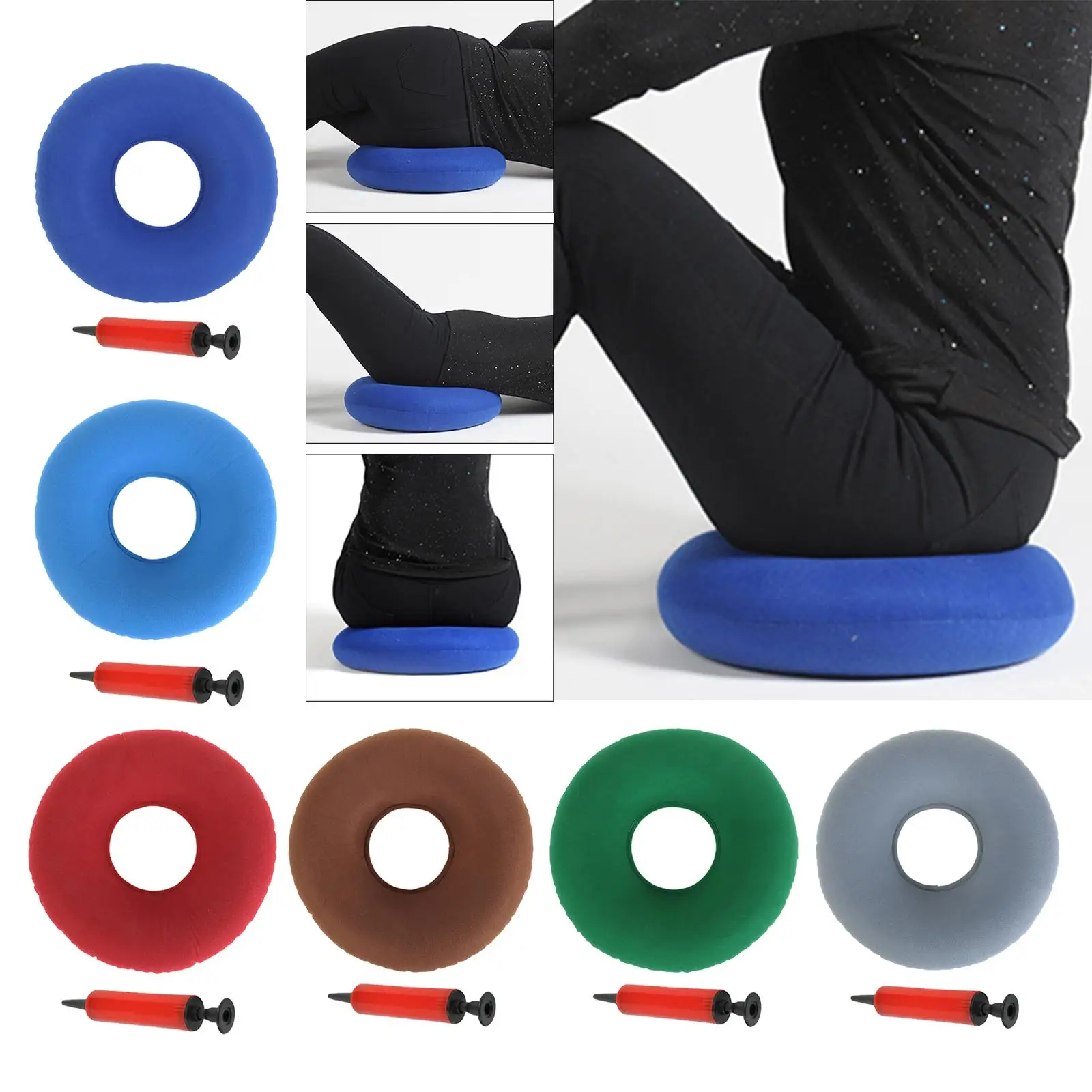 Inflatable Donut Cushion with Air Pump Ring Cushion for Tailbone Pain Relief