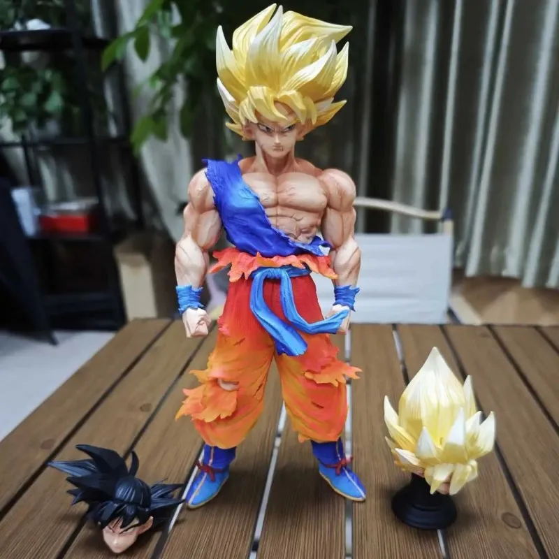 

Dragon Ball Anime Figure 28cm Son Goku Collectible PVC Model Statue with 3 Heads Toy Gift for Fans And Collectors