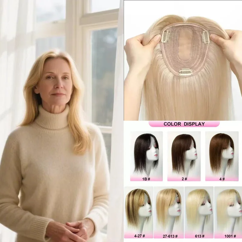 

Накладка для волос из 100% натуральных человеческих волос машинного производства, на клипсах, для женщин, для тонких волос, различные цвета, оптом, дропшиппинг