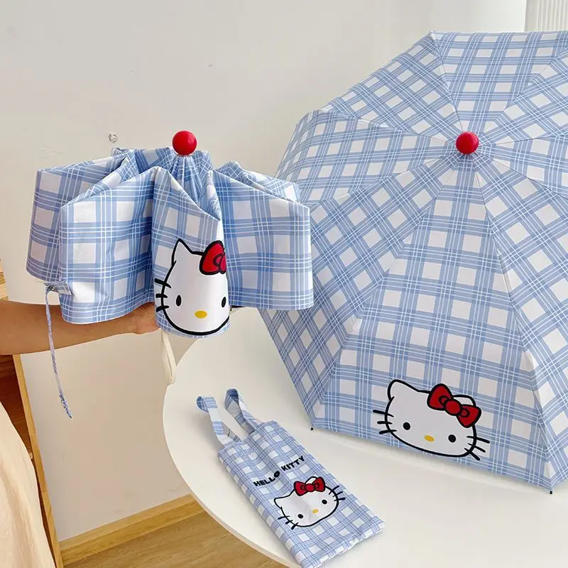 

Kawaii Hello Kitty Sanrio студенческий милый мультяшный зонт маленький складной зонт солнцезащитный зонт подарок на день рождения для детей