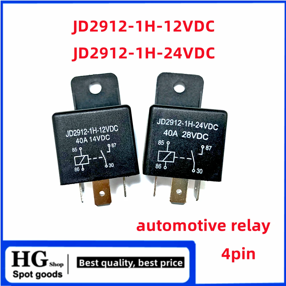 Original JD2912-1H-12VDC JD2912-1H 24VDC 4pin 40A 12V 24V normally open four-pin automotive electromagnetic relay