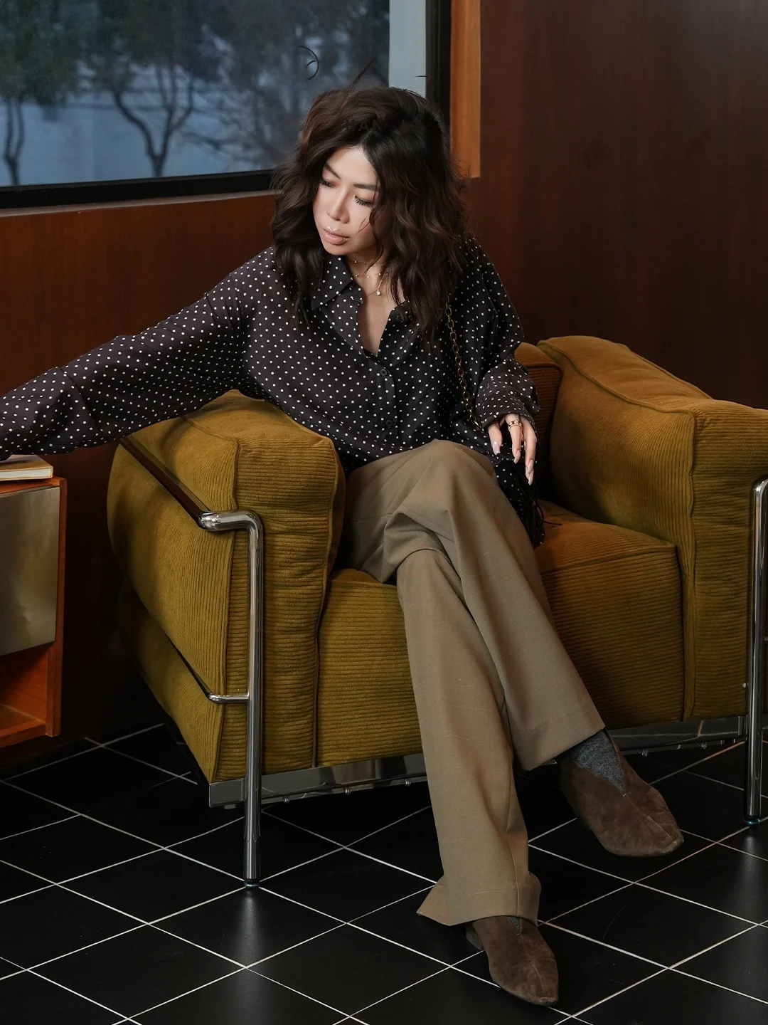 

Baatone Polka Dot Print irt French Sle Cotton Blend Long Sve Women's Spring Faion Ele Classy BFFBS239EK