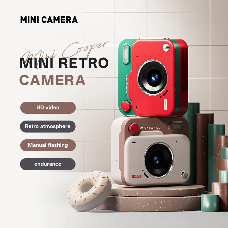 

1080P HD Retro Mini Compact Digital Camera 1.77-Inch IPS Portable Outdoor Photography Travel Photo Recorder Kids Birthday Gift
