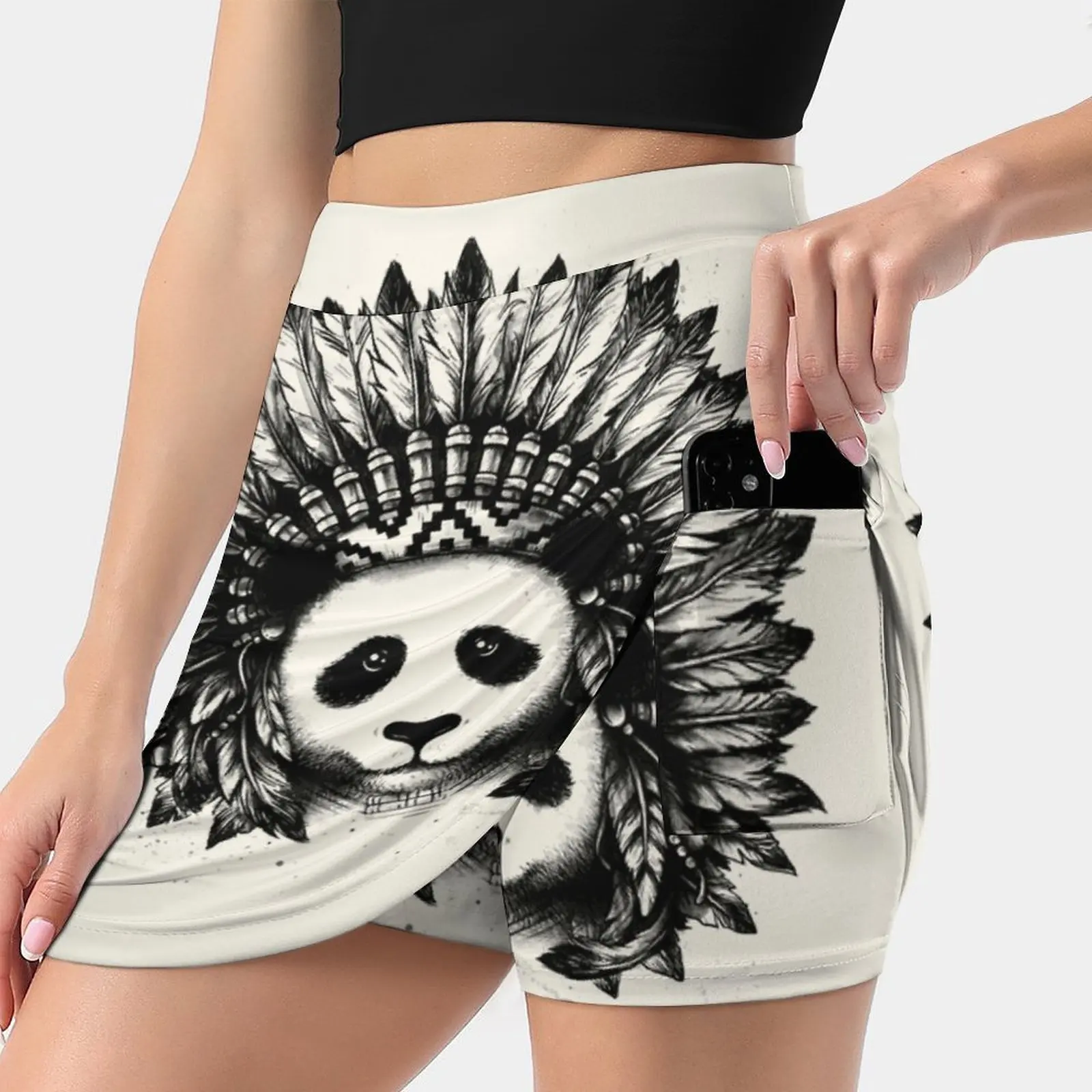 Mixed Identity Trending Fashion Skirt Summer Printed Women Sport Skirts Double-Layer Athletic Panda Tradition Ladies Short