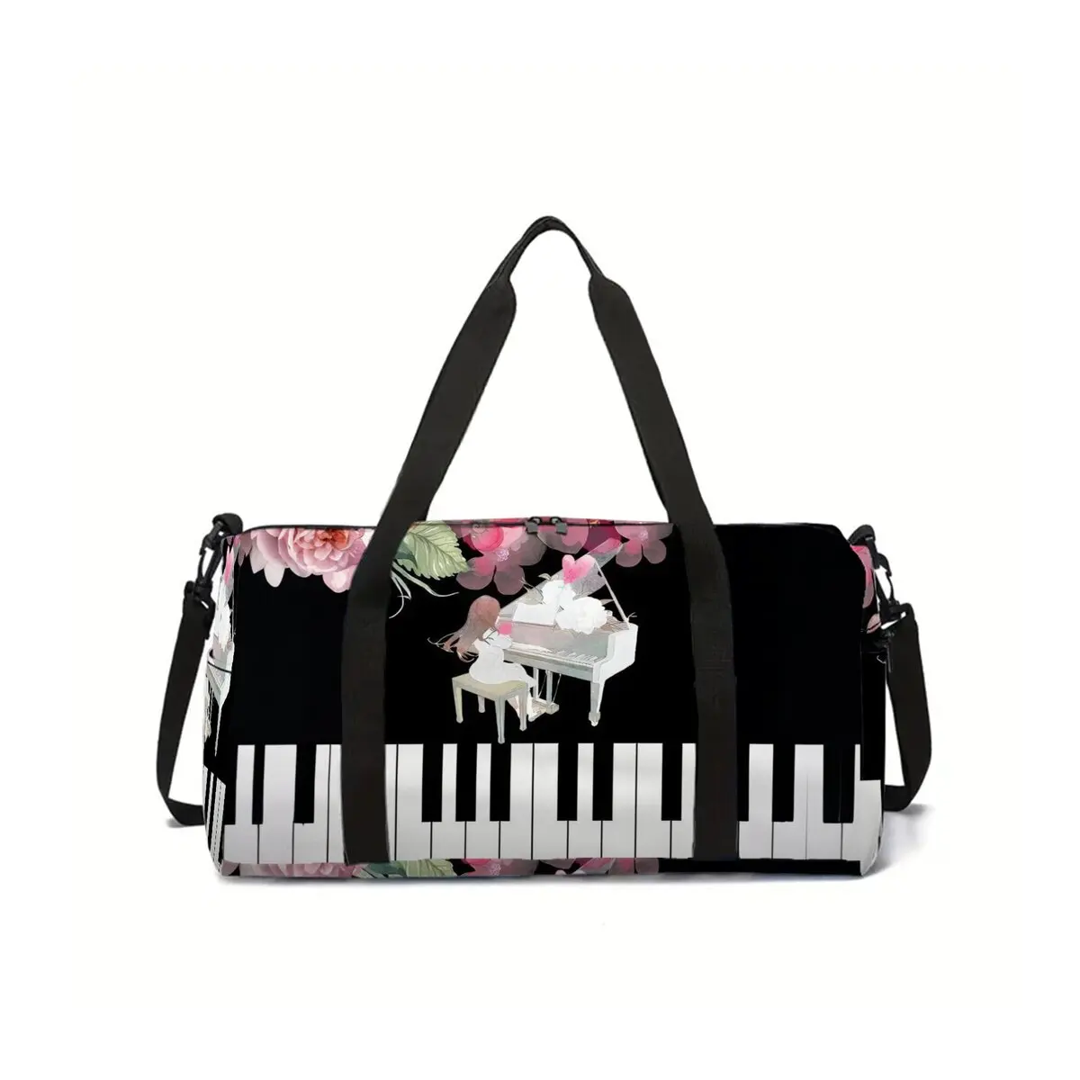 Musical Note Print Large Capacity Luggage Bag for Boy/Girl Best Gift 2D Cartoon Travel Duffels Outdoor Fitness Bag for Children