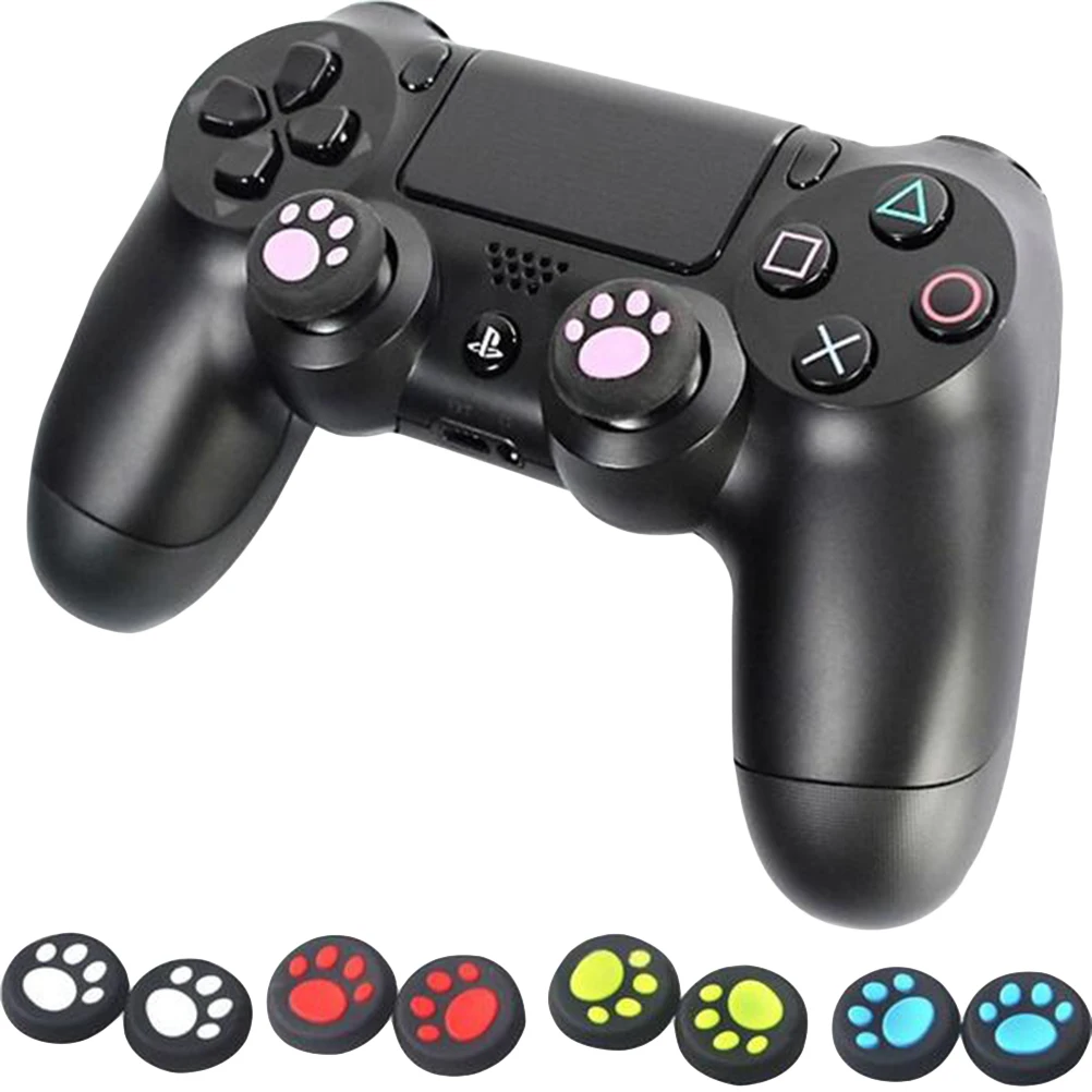 

4Pcs Cat Paw Joystick Thumb Cap Soft Silicone Cover Thumbstick Grips Relieve Finger Pain Protect