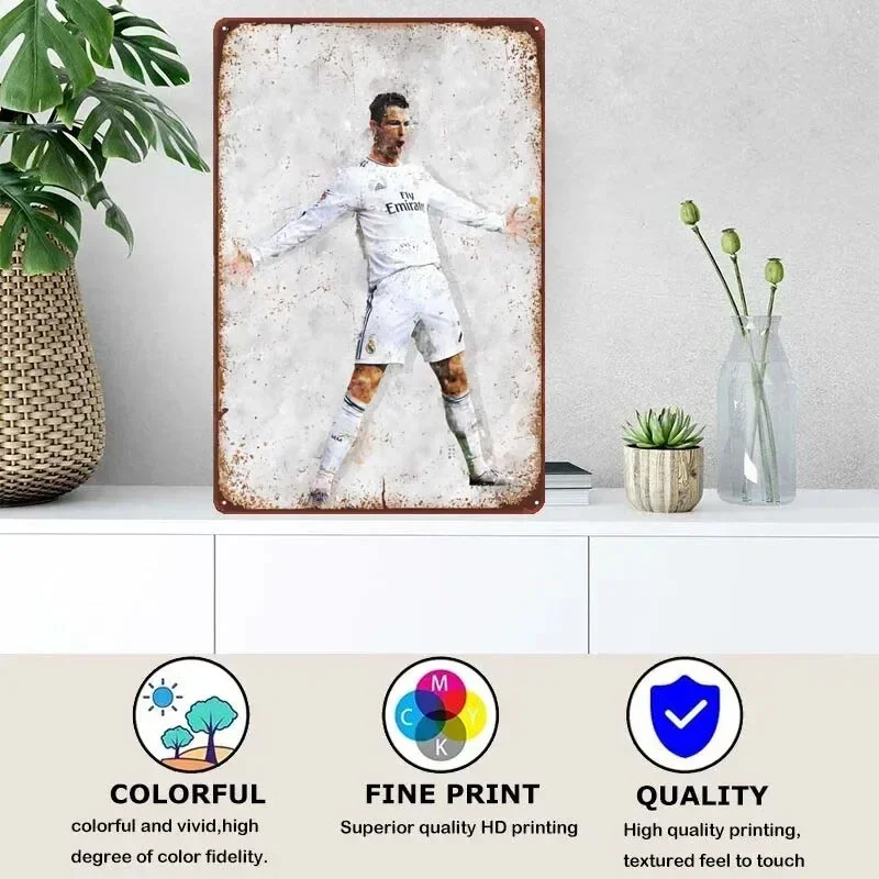 Ronaldo Football Player Decoration for Home Decor Items Tin Signs Retro Metal Signs Vintage For Bar Garage Wall Decoration Room