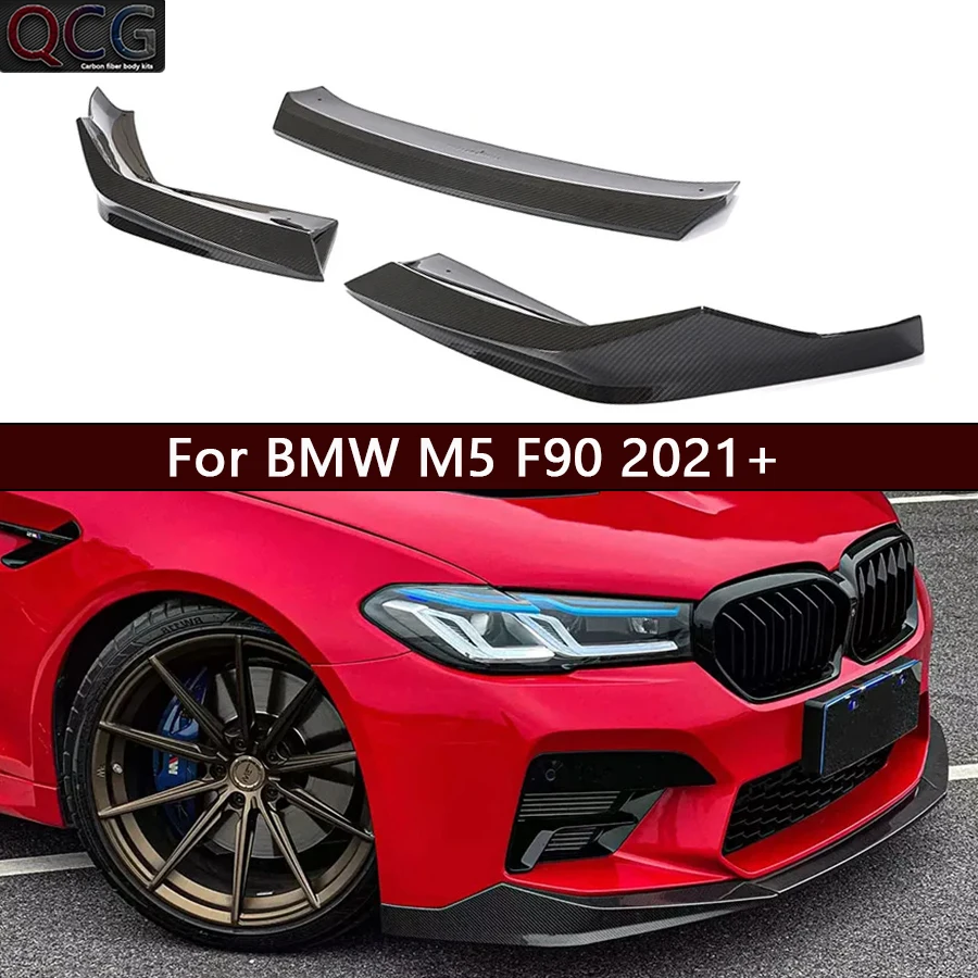 For BMW M5 F90 2021+  Carbon Fiber Front lip Car Front Bumper Diverter Spoiler Diffuser Front lip chin MP Style Upgrade body kit