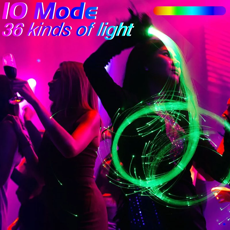 Fiber Optic Whip USB Rechargeable Optical Fiber Light Hand Rope Pixel Light-up Whip Flow Toy Dance Party Lighting Show For Party