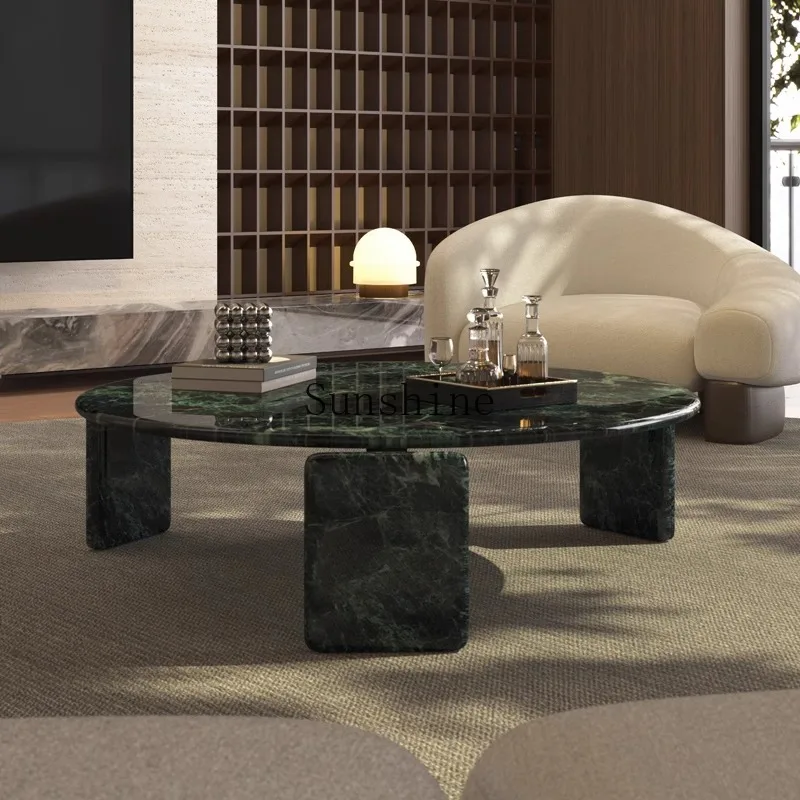 

Natural marble high-end Italian minimalist household luxury stone round coffee table