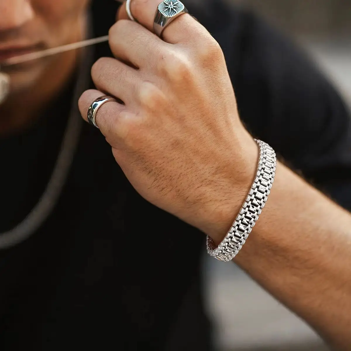 U7 Chunky Wide 12mm Link Chains Men Bracelet 19/21cm Black Silver Gold Color Stainless Steel Wrist Watch Band Daily Jewelry