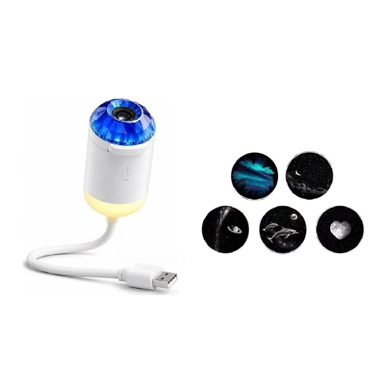 T24C Dynamic 5D Holographic Night Light Projector Voice Control 2-In-1 Galaxy Projector For Bedroom 360 Rotating 5 Films