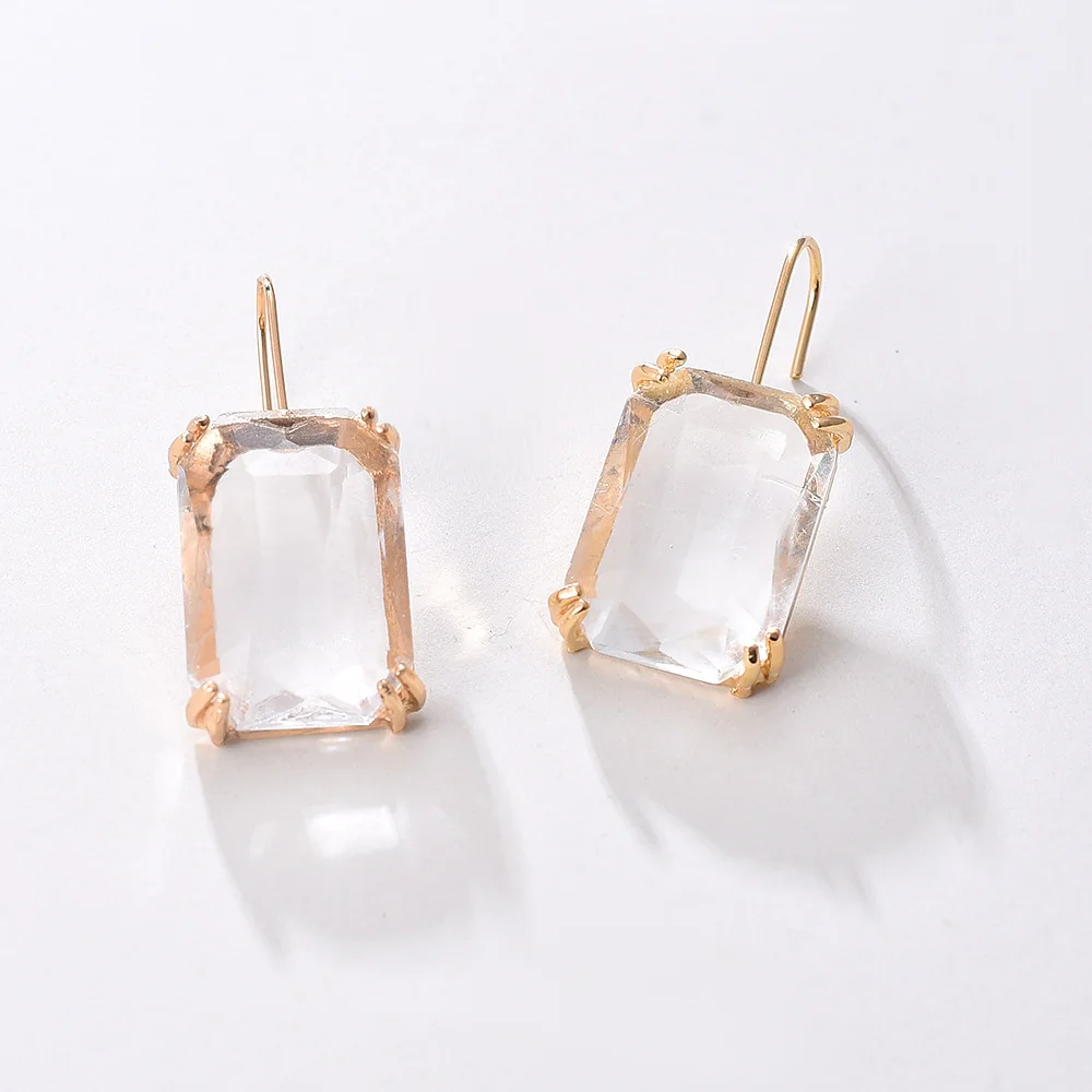 Multicolor Square Rhinestone Earrings Female Geometric Fashion Earrings for Women Transparent Jewelry Accessories Party Gift