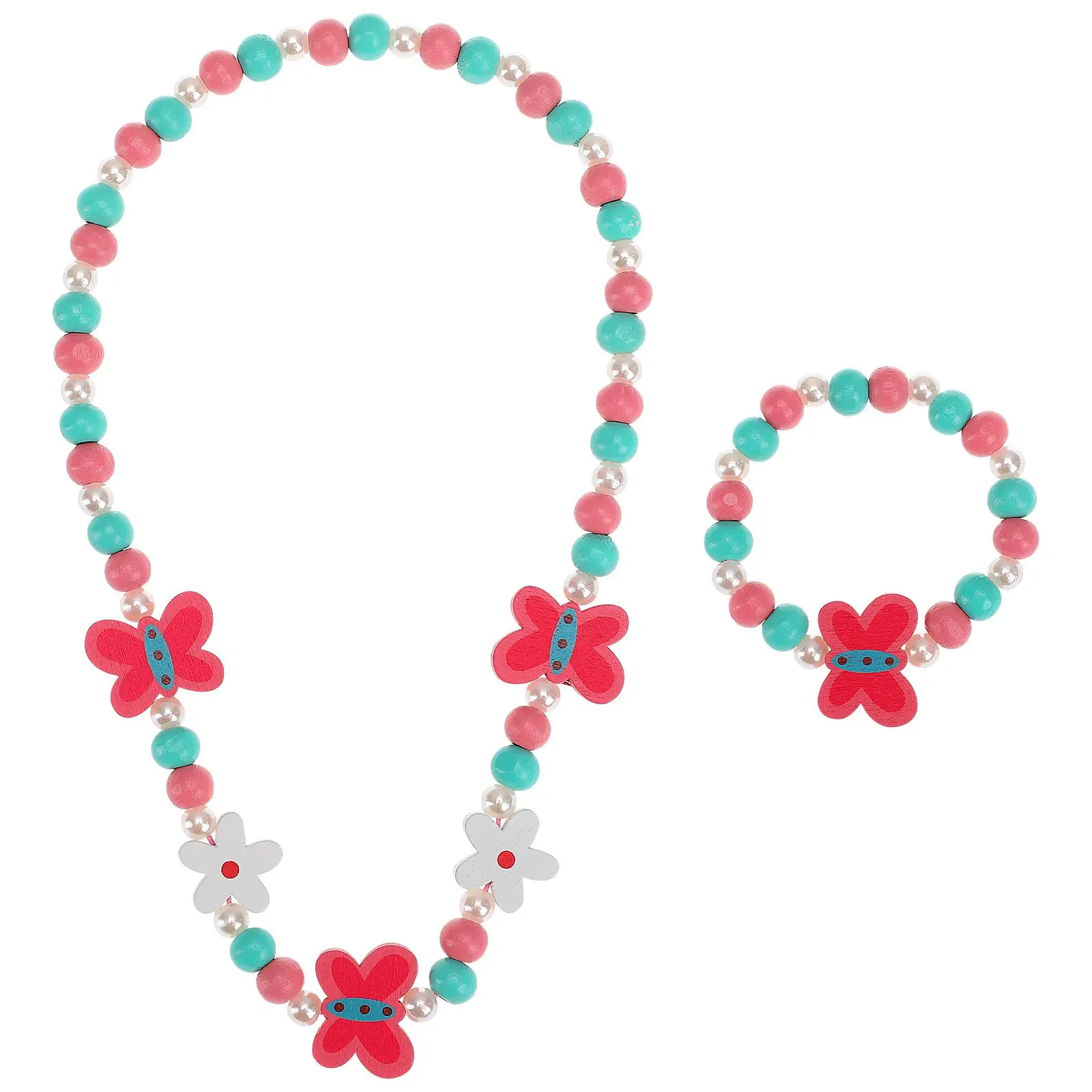 

Children Wooden Bracelet Necklace Set Girls Cartoon Beaded Bamboo Kids Animal Shape Gifts Toy Accessories Jewelry