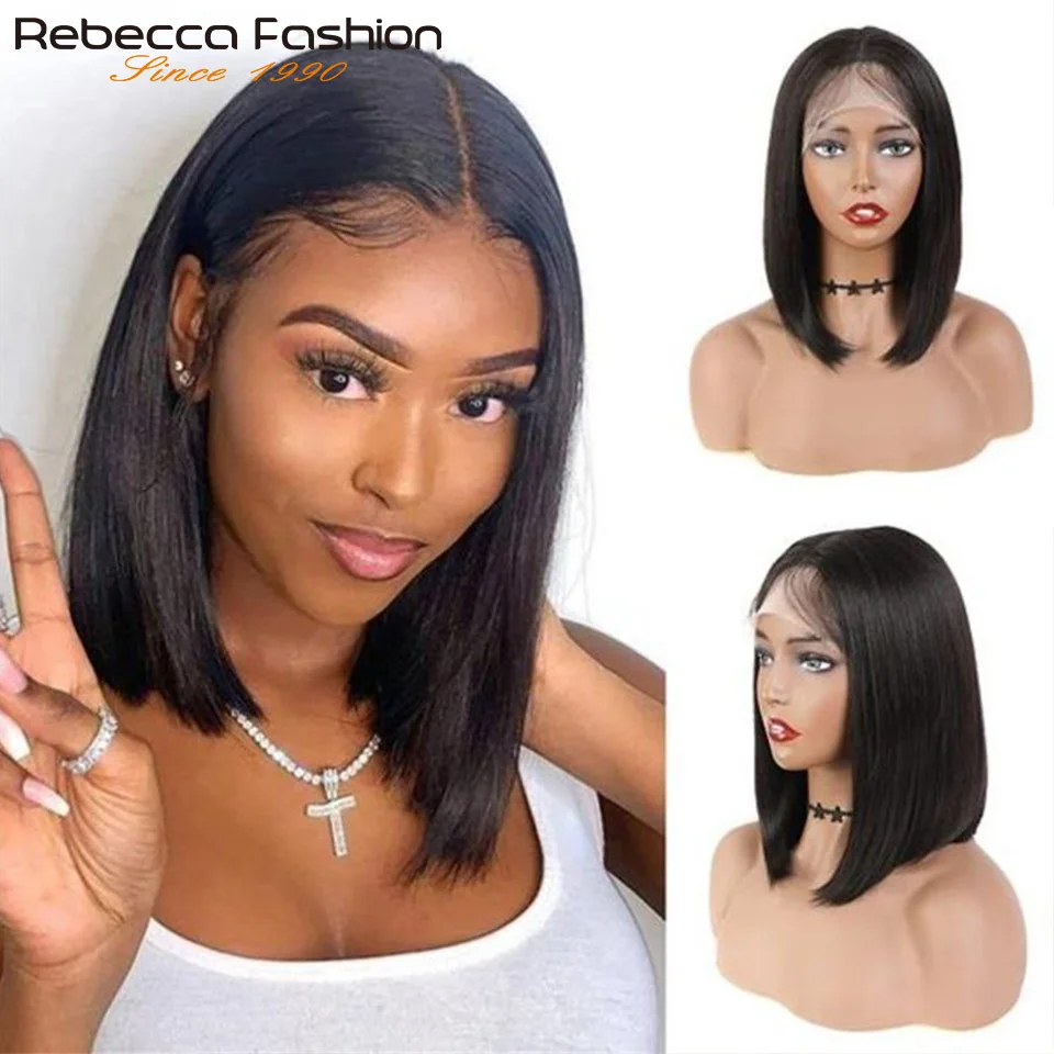 

Bone Straight Bob Wig 4x4 Closure Glueless Ready To Wear 13x5x1 HD Парики из натуральных волос на кружеве спереди 14 дюймов Remy Peruvian для женщин