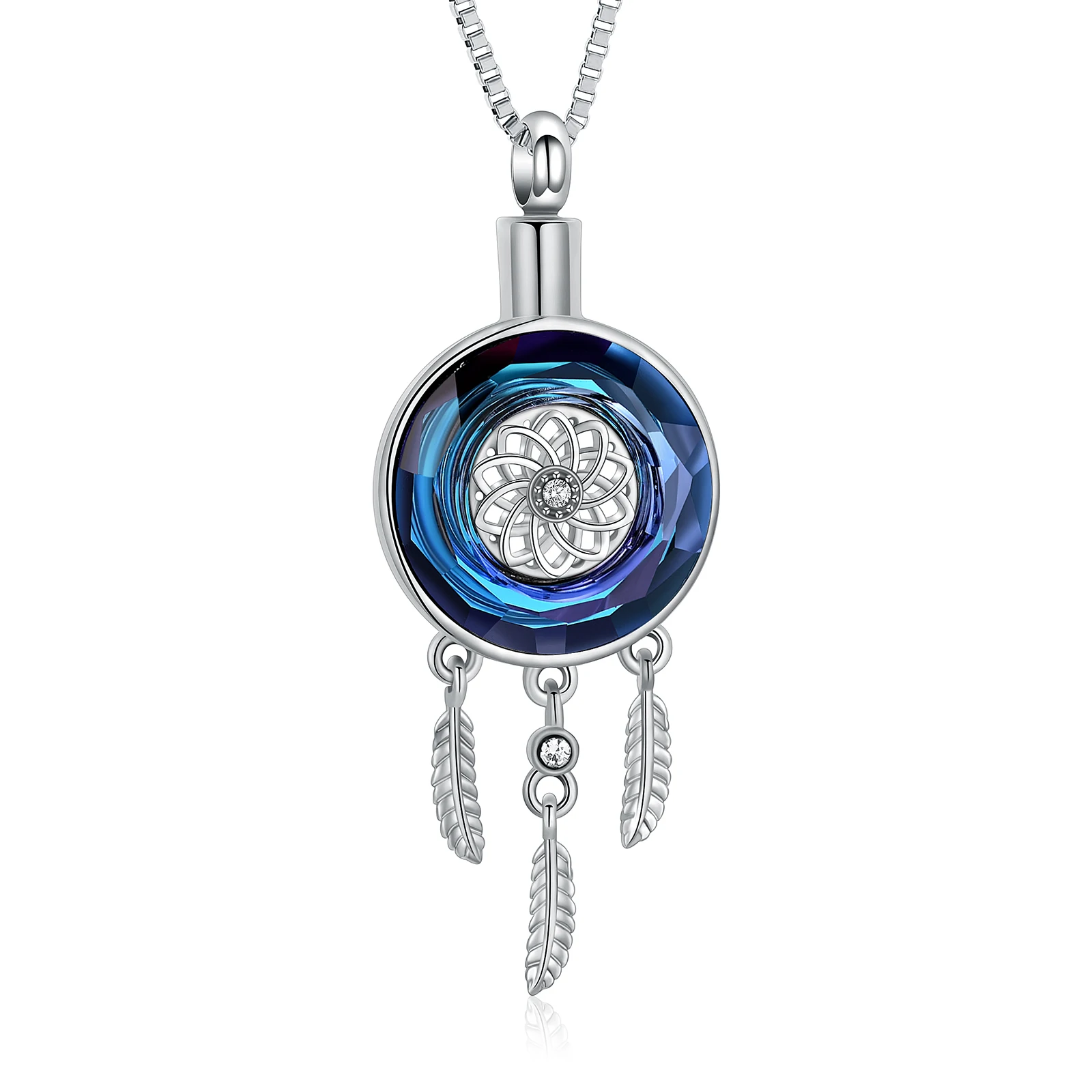 Circle of Life Cremation Jewelry for Ashes Crystal Dream Catcher Urn Necklace for Ashes of Loved Ones Keepsake Pendant for Women