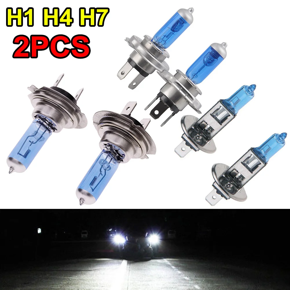 2Pcs Car Auto Lamps Xenon Lamp Super Bright Halogen Car Headlight Super LED Bulbs White 12V H1 H4 H7 Headlamps Kit 100W 6000K