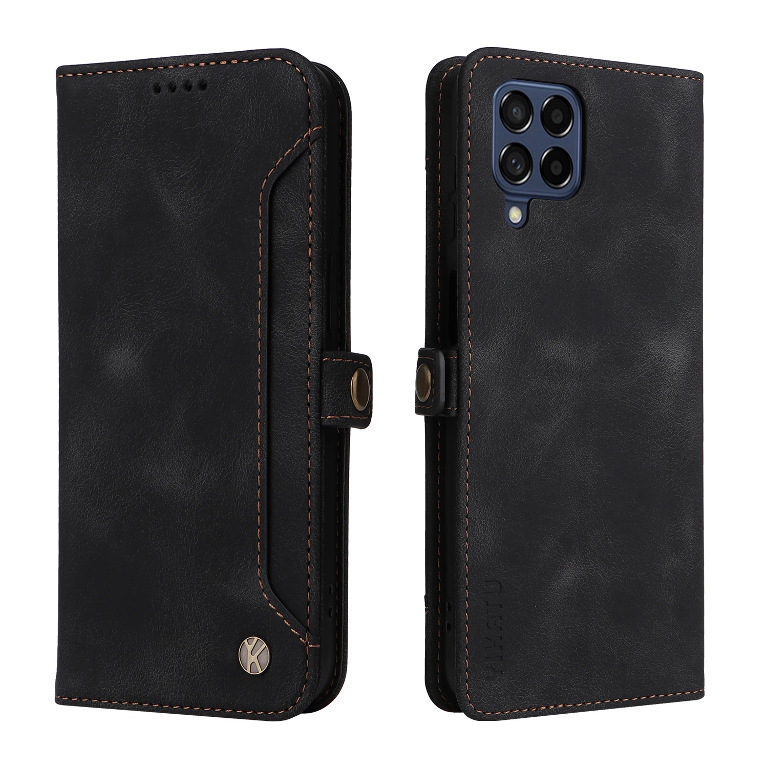 حافظة لهاتف سامسونج جالاكسي M 33 52 53 55 نوت 9 10 برو 20 حافظة هاتف مغناطيسية بإبزيم جانبي فاخر لتخزين البطاقات والمال