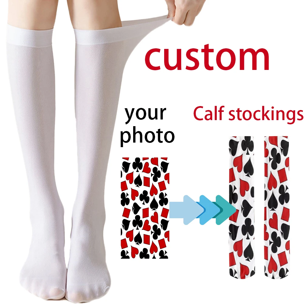 Customized ladies calf stockings fashion personality logo design cool street happy socks unisex high quality