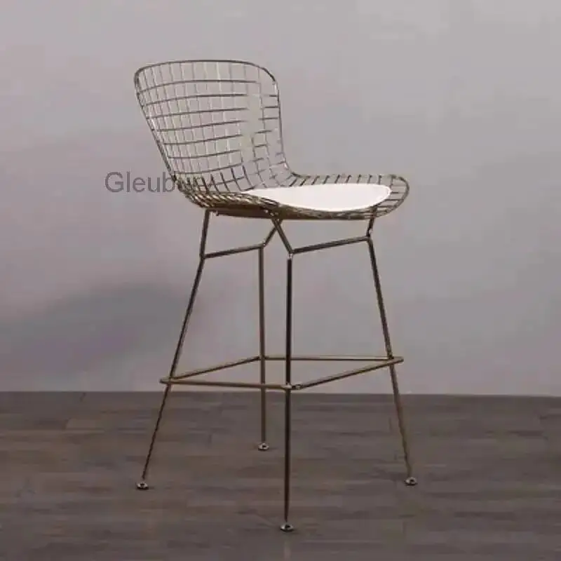 Outdoor Chairs Modern Backrest Bar Industrial Metal Fashion High Chairs Stainless Steel Waiting Restaurante Muebles Furniture