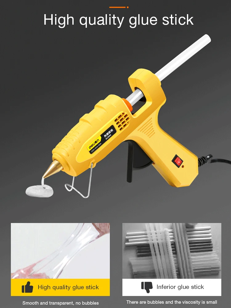 Deli 20/40/60/80W Mini Hot Melt Glue Gun Set Thermo Electric Heat Temperature Repair Tool With 10pc Glue Sticks